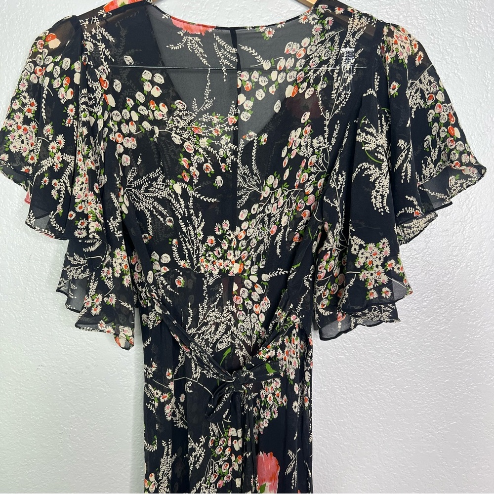 Anthropologie Black Floral Midi Dress - Picture 7 of 11